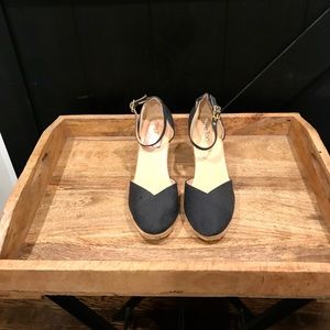 Espadrilles Heels, Me Too: Blue Linen, size 8.5